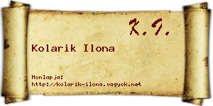 Kolarik Ilona névjegykártya